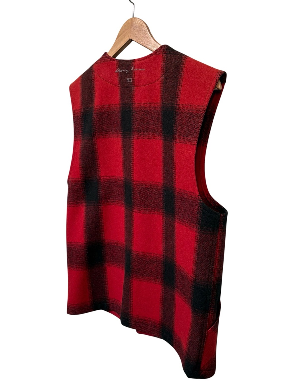 Men’s Red & Black Stormy Kromer Buffalo Plaid Wool Vest - Picture 4 of 7